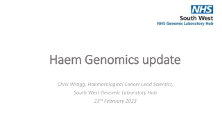 Haem Genomics update