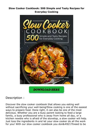 Download⚡️ Slow Cooker Cookbook: 500 Simple and Tasty Recipes for Everyday Cooki