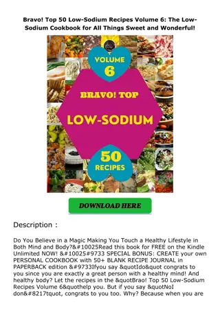 PDF✔️Download❤️ Bravo! Top 50 Low-Sodium Recipes Volume 6: The Low-Sodium Cookbo