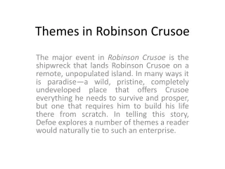 Themes in Robinson Crusoe