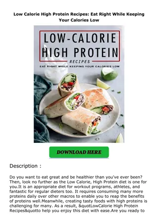❤️[READ]✔️ Low Calorie High Protein Recipes: Eat Right While Keeping Your Calori
