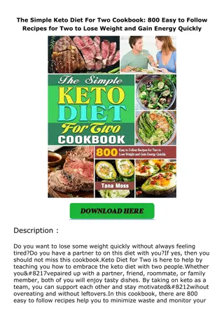 Download⚡️(PDF)❤️ The Simple Keto Diet For Two Cookbook: 800 Easy to Follow Reci
