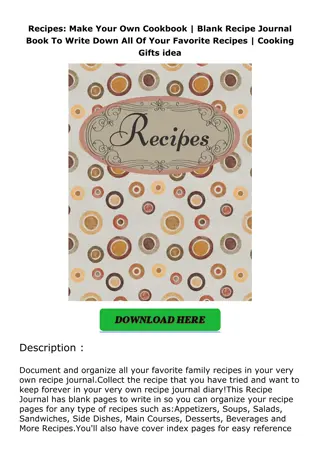 [DOWNLOAD]⚡️PDF✔️ Recipes: Make Your Own Cookbook | Blank Recipe Journal Book To