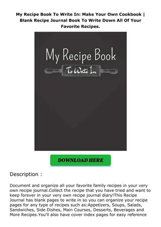 ❤download My Recipe Book To Write In: Make Your Own Cookbook | Blank Recipe Jour