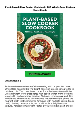 download⚡️❤️ Plant-Based Slow Cooker Cookbook: 100 Whole-Food Recipes Made Simpl