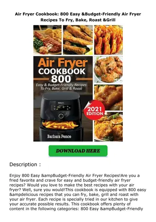 Download⚡️(PDF)❤️ Air Fryer Cookbook: 800 Easy & Budget-Friendly Air Fryer Recip