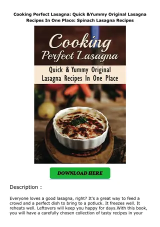 Download⚡️ Cooking Perfect Lasagna: Quick & Yummy Original Lasagna Recipes In On