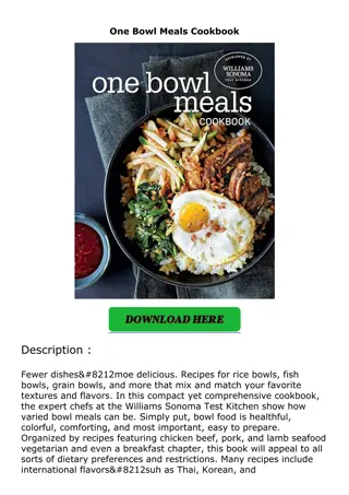 ❤read One Bowl Meals Cookbook