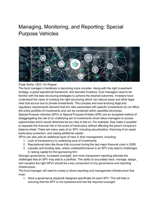 Managing, Monitoring, and Reporting: Special Purpose Vehicles - Pepper