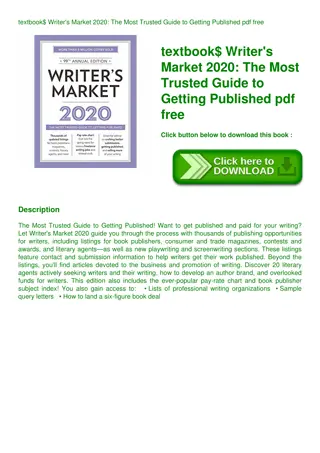 textbook$ Writer's Market 2020 The Most Trusted Guide to Getting Published pdf free