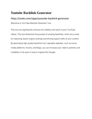 Youtube Backlink Generator