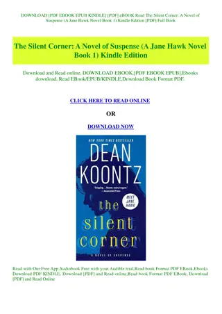 [PDF] eBOOK Read The Silent Corner A Novel of Suspense (A Jane Hawk Novel Book 1)     Kindle Edition [PDF]