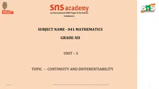 Continuity and Differentiability in Mathematics for Grade XII