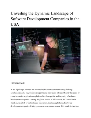 Unveiling the Dynamic Landscape of Software Development Companies in the USA
