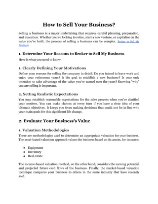 How to Sell Your Business_