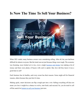 Is Now The Time To Sell Your Business