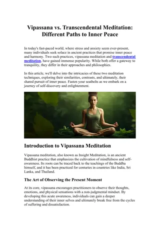 Vipassana vs. Transcendental Meditation Different Paths to Inner Peace