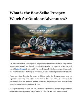 What is the Best Seiko Prospex Watch for Outdoor Adventures