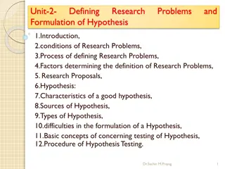 The Formulation of Hypothesis and Research Problem Definition