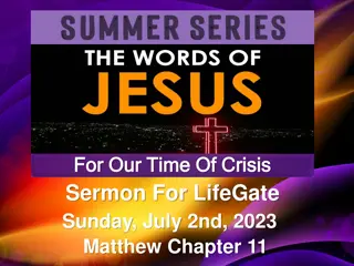 For Our Time of Crisis: Sermon Insights for LifeGate - July 2nd, 2023