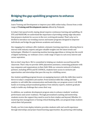 Bridging the gap upskilling programs to enhance students