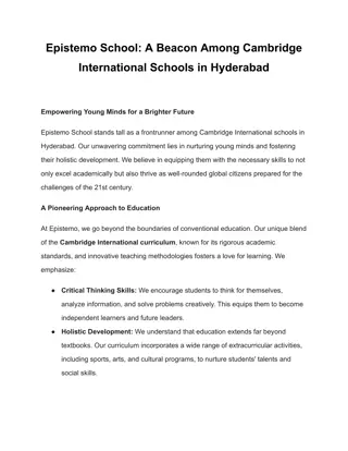 Epistemo School - A Beacon among Cambridge International Schools in Hyderabad