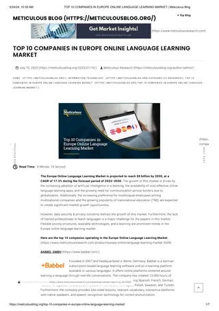 TOP 10 COMPANIES IN EUROPE ONLINE LANGUAGE LEARNING MARKET