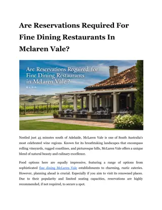 Are Reservations Required For Fine Dining Restaurants In Mclaren Vale?