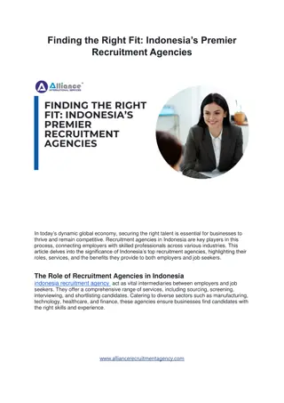 Finding the Right Fit Indonesia’s Premier Recruitment Agencies