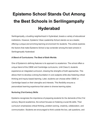 Epistemo School Stands Out Among the Best Schools in Serilingampally Hyderabad