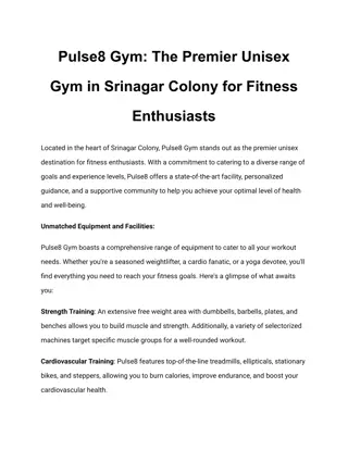 Pulse8 Gym_ The Premier Unisex Gym in Srinagar Colony for Fitness Enthusiasts