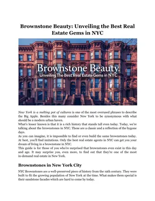 Brownstone Beauty: Unveiling the Best Real Estate Gems in NYC