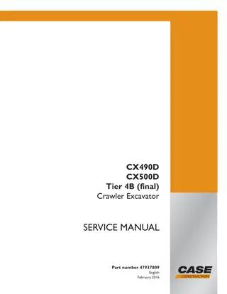 CASE CX490D Tier 4B (final) Crawler Excavator Service Repair Manual Instant Download