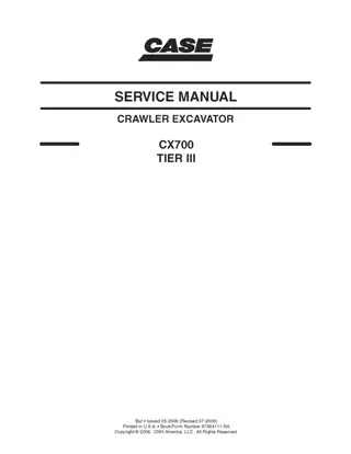 CASE CX700 Tier 3 Crawler Excavator Service Repair Manual Instant Download