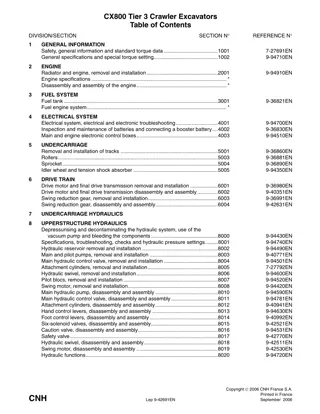 CASE CX800 Tier 3 Crawler Excavator Service Repair Manual Instant Download