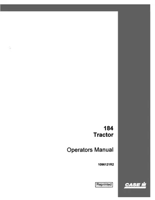 Case IH 184 Tractor Operator’s Manual Instant Download (Publication No.1096121R2)