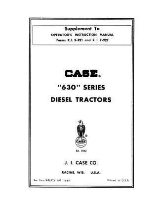 Case IH 630 Series Diesel Tractors Operator’s Manual Instant Download (Publication No.9-92372)