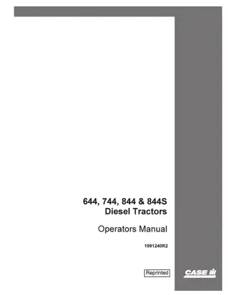 Case IH 644 744 844 & 844S Diesel Tractors Operator’s Manual Instant Download (Publication No.1091240R2)