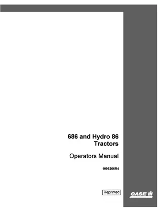 Case IH 686 and Hydro 86 Tractors Operator’s Manual Instant Download (Publication No.1096206R4)