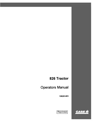 Case IH 826 Tractor Operator’s Manual Instant Download (Publication No.1082914R1)