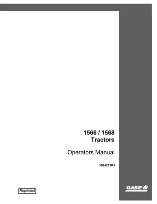 Case IH 1566 1568 Tractors Operator’s Manual Instant Download (Publication No.1084211R1)