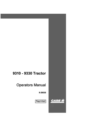 Case IH 9310-9330 Tractor Operator’s Manual Instant Download (Publication No.9-26030)