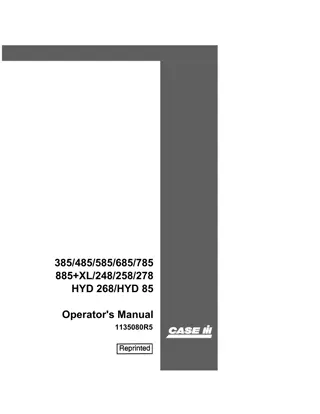 Case IH 385485585685785885 XL248258278 HYD 268HYD 85 Tractors Operator’s Manual Instant Download (Publication No.1135080R5)