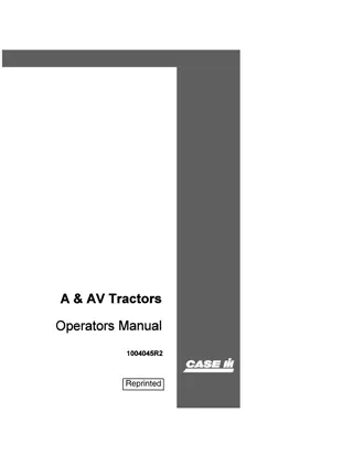 Case IH A & AV Tractors Operator’s Manual Instant Download (Publication No.1004045R2)