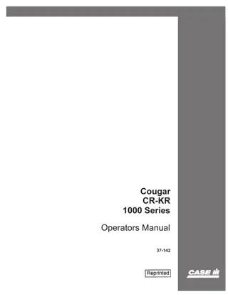 Case IH Cougar CR-KR 1000 Series Tractor Operator’s Manual Instant Download (Publication No.37-142)