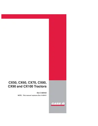 Case IH CX50 CX60 CX70 CX80 CX90 and CX100 Tractors Operator’s Manual Instant Download (Publication No.9-80432)