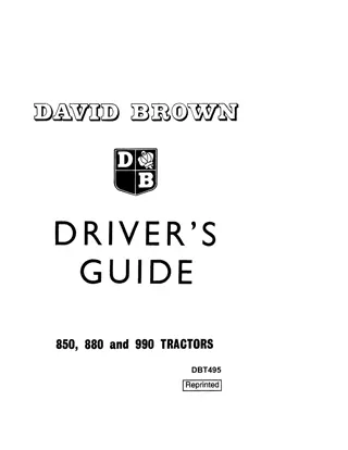 Case IH David Brown 850 880 990 Drivers Guide Tractor Operator’s Manual Instant Download (Publication No.DBT495)