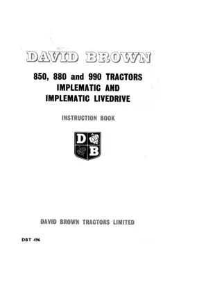 Case IH David Brown 850 880 and 990 Tractors Operator’s Manual Instant Download (Publication No.DBT-496)