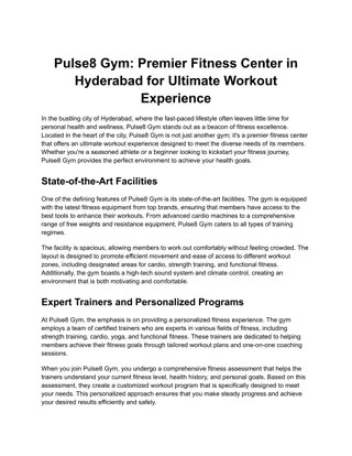 Pulse8 Gym_ Premier Fitness Center in Hyderabad for Ultimate Workout Experience