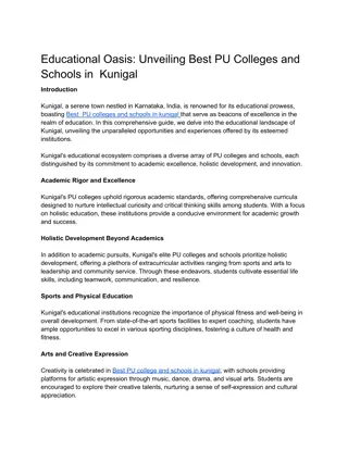 Educational Oasis_ Unveiling Best PU Colleges and Schools in  Kunigal